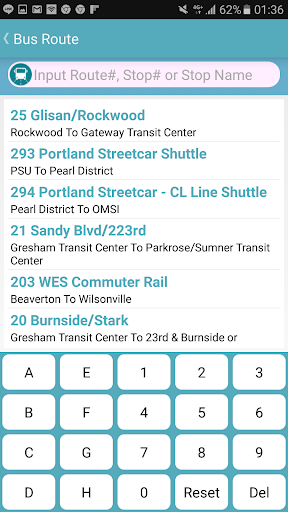 Portland Bus Timetable Screen 2