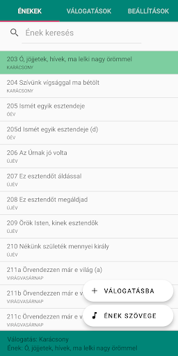 Android application Református énekeskönyv screenshort