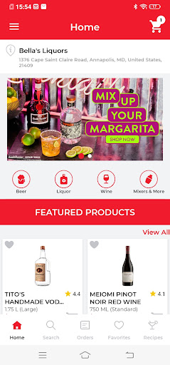 Android application Bella’s Liquors screenshort