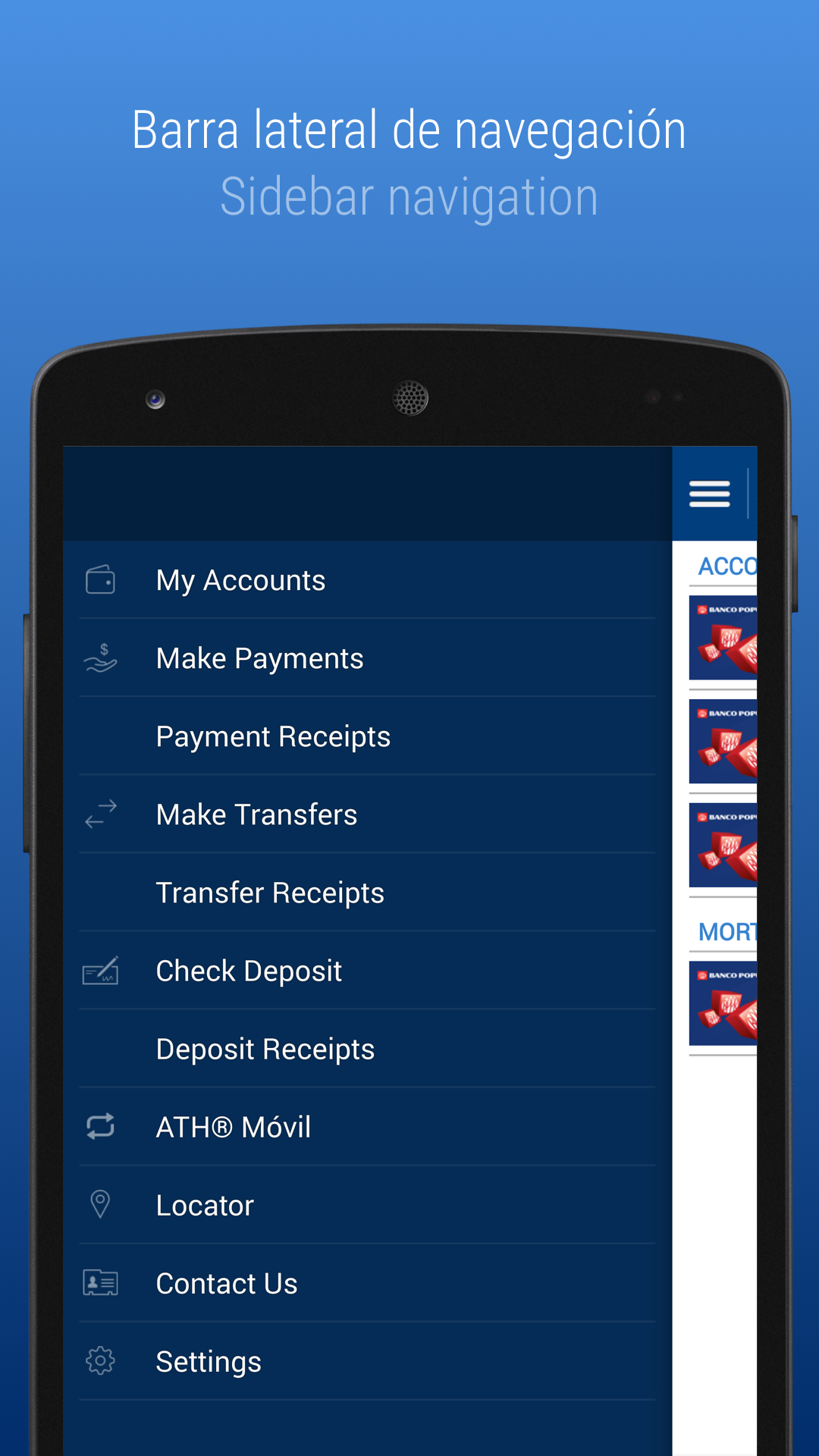 Android application Mi Banco Mobile screenshort