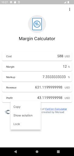 Margin Calculator Screen 3