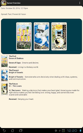 Screenshot of Tarot of Pagan Cats