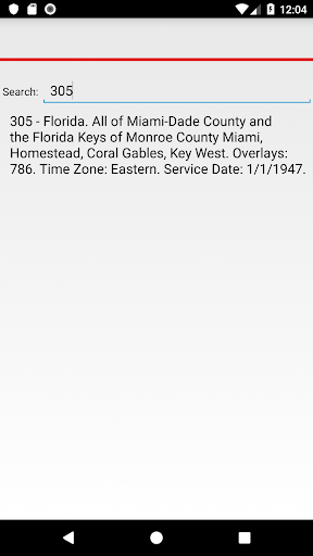 Android application Area Codes Usa screenshort