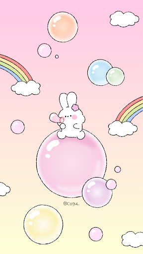 Android application 카카오톡 테마 - 비눗방울 바니_핑크 그라데이션_1 screenshort