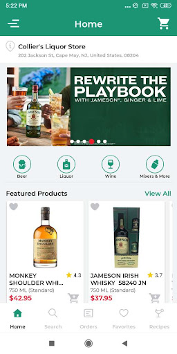 Android application Collier's Liquor screenshort