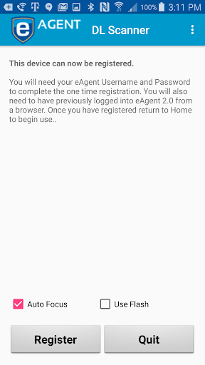 eAgent Drivers License Scanner Screen 2