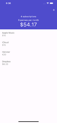 Android application Subscriptions Tracker screenshort