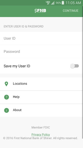 Android application FNB Shiner Mobile screenshort