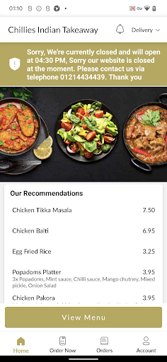 Chillies Indian Takeaway Screen 2