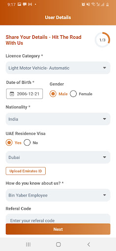 Android application Bin Yaber Driving Institute screenshort