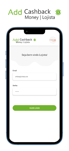 Android application Add Cashback Money | Lojista screenshort