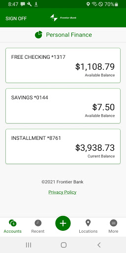 FrontierBank Personal Screen 2