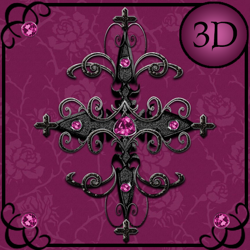 Ruby Pink Gothic Cross 3D Next 1.1 Icon