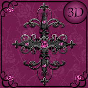 Ruby Pink Gothic Cross 3D Next Launcher theme