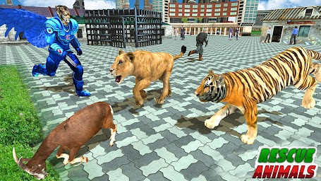 Flying Lion Rope Hero Game