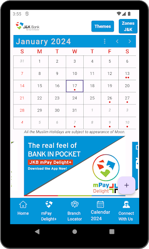 J&K Bank eCalendar Screenshot