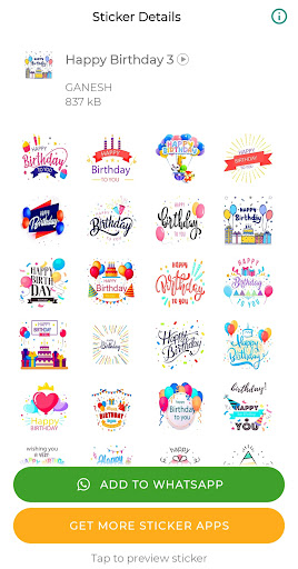 Happy Birthday Stickers for WA