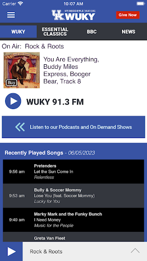 WUKY Public Radio App Screen 2