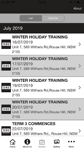 BBP Martial Arts Academy App Screen 3