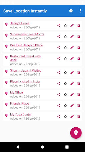 Android application Save Location Instantly screenshort