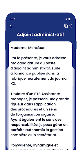 Lettres de motivation Exemples Screen 3