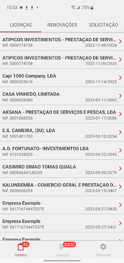Android application Cacimbo Lic screenshort