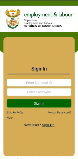 Android application Dept of Employment & Labour screenshort