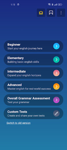 Android application English Grammar Test screenshort