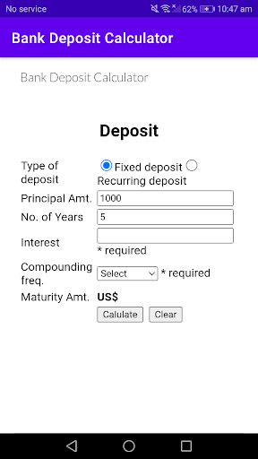 Bank Deposit Calculator Screen 3