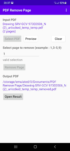 PDF remove page Screen 2