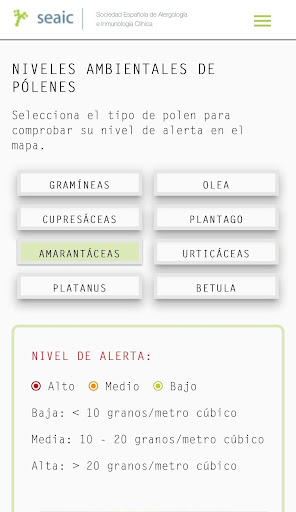 Android application Alerta Pólenes screenshort