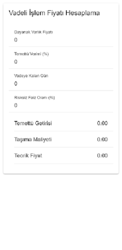 Vadeli İşlem Fiyatı Hesaplama Screen 3