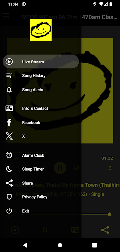 WTOB Radio. Screen 2