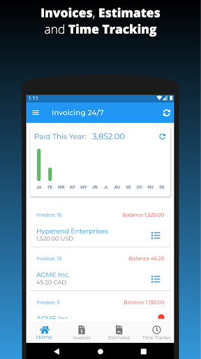Android application Invoicing 24/7 screenshort