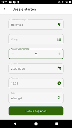 Afvangstregistratie Screen 2