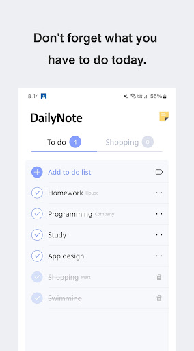Screenshot of DailyNote - Checklist, Notepad