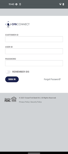 Android application OFBCONNECT - Mobile screenshort