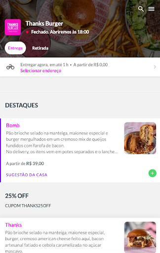 Android application Thanks Burger screenshort