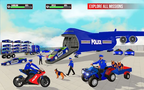 Police Car Truck Transport 3D