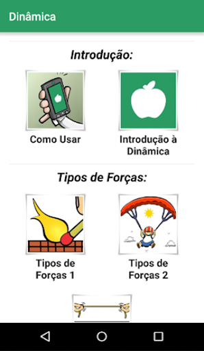 Android application Física em Indagações: Dinâmica screenshort