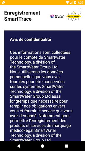 Enregistrement SmartTrace Screen 3