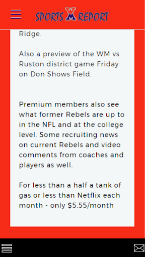 WM Sports Report Screen 2