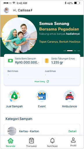 Android application Pegadaian Peduli screenshort