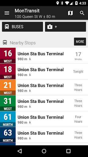 Android application GO Transit Bus - MonTransit screenshort