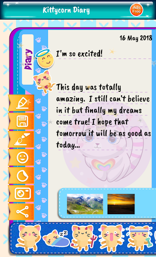 Android application Kittycorn Diary for Kids screenshort