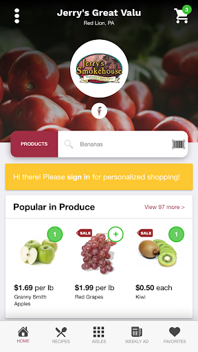Android application Jerry's Great Valu screenshort