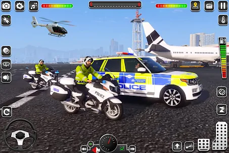 警察自行車追逐汽車追逐3d