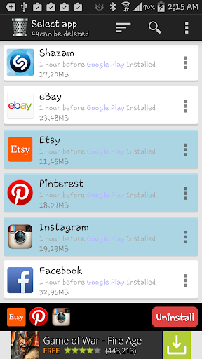 Android application Quick Uninstaller screenshort