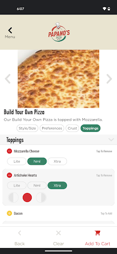 Screenshot of Papano’s Pizza