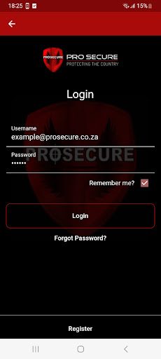 Android application PRO SECURE screenshort